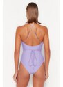 Trendyol Lilac Barbell Neck Tie Regular Leg Plavky