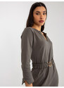 Fashionhunters Khaki jednoduché teplákové šaty s kapsami OCH BELLA