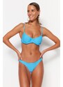 Trendyol Blue Bikiny s výstřihem V s pravidelnými nohavicemi