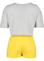 Trendyol Yellow 100% Cotton Printed T-shirt-Shorts Knitted Pajama Set