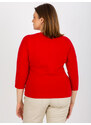 Fashionhunters Červené tričko plus velikosti s potiskem a nápisem