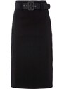 bonprix Úzká sukně se saténovým páskem Černá