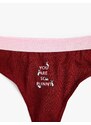 Koton String Panties with Slogan Printed and Ribbed
