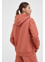 Bavlněná mikina New Balance dámská, červená barva, s kapucí, hladká