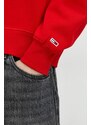 Mikina Tommy Jeans pánská, červená barva, s aplikací