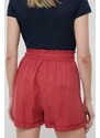 Kraťasy Pepe Jeans dámské, červená barva, hladké, high waist