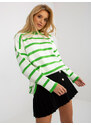 Fashionhunters Zelený a ecru pruhovaný vlněný oversize svetr z RUE PARIS
