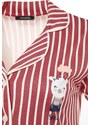 Trendyol Pink Cotton Striped Animal Printed Shirt-Pants Knitted Pajama Set