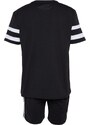 Trendyol Black Regular Fit Crew Neck Sleeve Striped Pajamas Set with Shorts