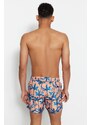 Trendyol Orange Standard Size Tropical Printed Swimsuit Sea Shorts