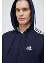 Bavlněná mikina adidas pánská, tmavomodrá barva, s kapucí, vzorovaná, IC0434