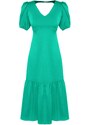 Trendyol zelené tkané zadní detailní midi tkané šaty