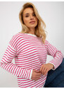 Fashionhunters Bílo-růžový klasický pruhovaný vlněný svetr z RUE PARIS