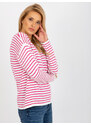 Fashionhunters Bílo-růžový klasický pruhovaný vlněný svetr z RUE PARIS