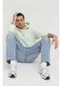 Bavlněná mikina Tommy Jeans pánská, zelená barva, s kapucí, hladká