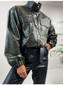 GREY KOŽENKOVÝ CROCO BOMBER - khaki