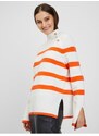 Orsay Oranžovo-bílý dámský pruhovaný svetr - Dámské
