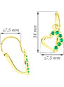 GEMMAX Jewelry Zlaté dětské náušnice srdíčka Cutie na brizuru C2757 Green GBEYZ-00603