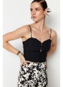 Trendyol Black Crop Lined Poplin Bustier