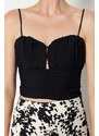 Trendyol Black Crop Lined Poplin Bustier