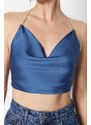 Trendyol Indigo Stone Strap Detailed Satin Bustier