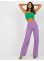 Fashionhunters Dámské fialové džínové džíny s širokým vysokým pasem