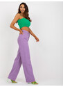 BASIC Světle fialové kalhoty s širokými nohavicemi a vysokým pasem --light violet Fialová