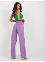 BASIC Světle fialové kalhoty s širokými nohavicemi a vysokým pasem --light violet Fialová