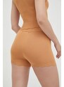 Kraťasy Guess dámské, oranžová barva, hladké, high waist