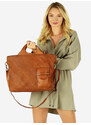 Dámská kožená shopper bag kabelka Mazzini M168 camel