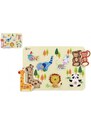 Teddies Vkládačka/Puzzle deskové obrysové zoo dřevo 30x21cm ve fólii 18m+