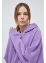 Mikina adidas dámská, fialová barva, s kapucí, hladká