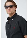 Košile Polo Ralph Lauren pánská, černá barva, regular, s límečkem button-down