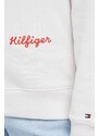 Bavlněná mikina Tommy Hilfiger dámská, béžová barva, vzorovaná