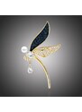 Éternelle Luxusní brož s perlou a zirkony Magdalena Gold - vážka