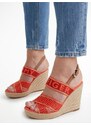 Červené dámské sandály na klínku Tommy Hilfiger - Dámské