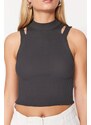Trendyol Anthracite Knitwear Blouse with Crop Window/Cut Out Detailed