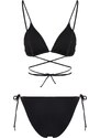 Trendyol Black Triangle Tie Regular Leg Bikini Set