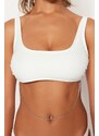 Trendyol Ecru Bralette Korálkový doplněk Bikiny Top