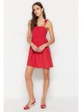 Trendyol červené áčkové tkané šaty na ramínka