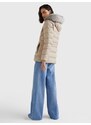 Tommy Hilfiger Béžová dámská péřová bunda s odepínací kapucí s kožíškem Tommy Hilfige - Dámské