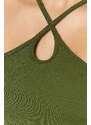 Trendyol Khaki Seamless Drop Detail Fitted Crop Stretch Knitted Blouse