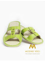 Dámské kožené papuče model 6 zelená přezka