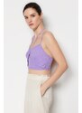 Trendyol Lilac Hangers and Window/Cut-Out Detail Knitted Crepe Knit Blouse