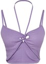 Trendyol Lilac Hangers and Window/Cut-Out Detail Knitted Crepe Knit Blouse