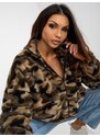 Fashionhunters Khaki krátká mikina na zip s camo vzory