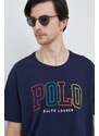 Bavlněné tričko Polo Ralph Lauren tmavomodrá barva, s aplikací