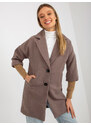 BASIC Hnědý kabát s úzkými rukávy -brown Hnědá