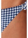 Trendyol Navy Blue Gingham Texturovaný Tie-Up Regular Leg Bikini Bottom