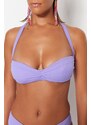 Trendyol Lilac Strapless Pleated Bikini Top